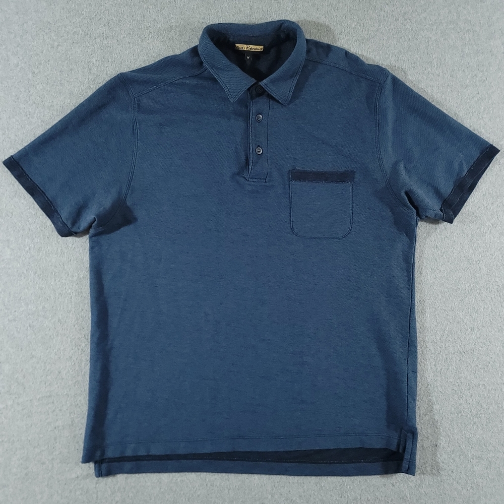 Lenor Romano Polo Shirt Mens M Blue Pima Cotton Shortsleeve Medium